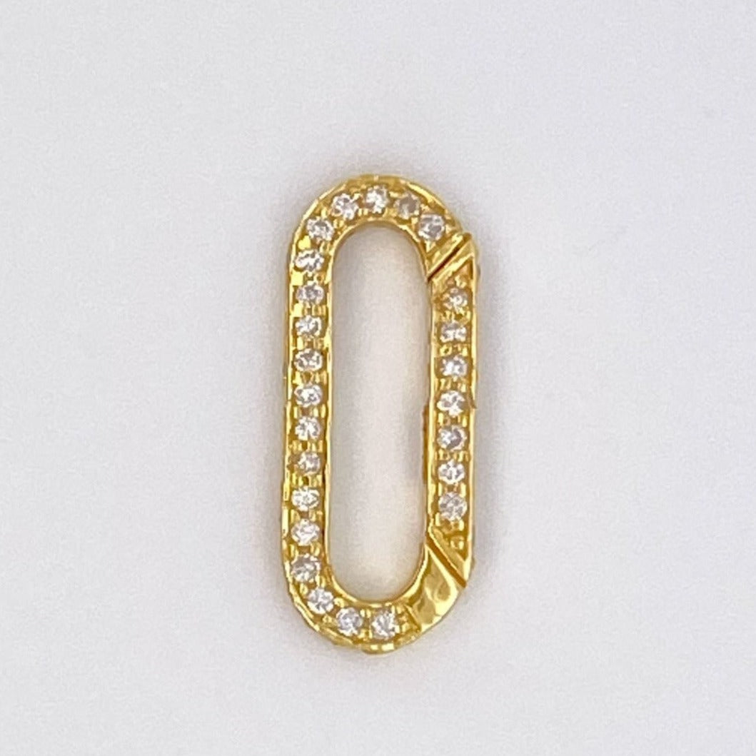 Medium Rectangle 15.5x6.5mm Charm Holder Connector Full Diamond Pave 14K Gold Aurora Designer