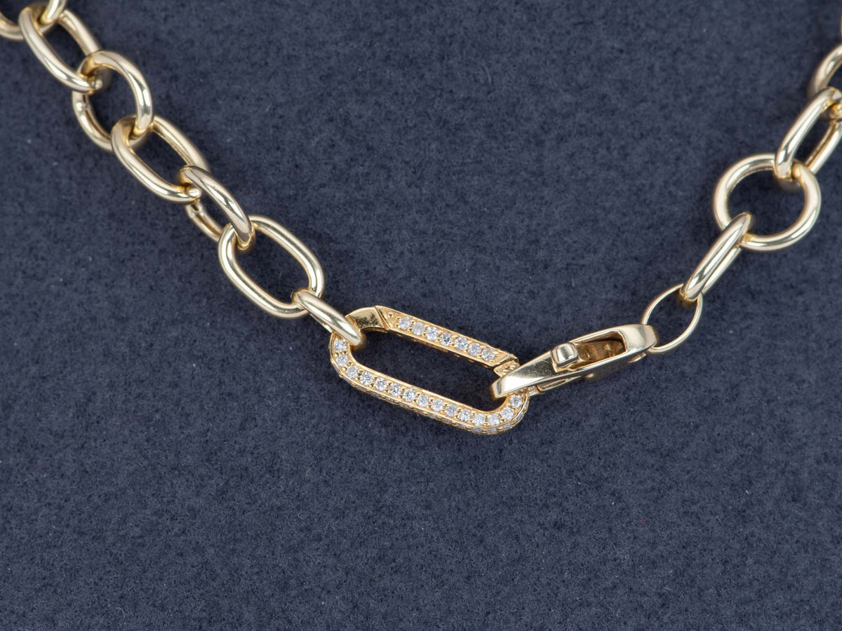 Medium Rectangle 15.5x6.5mm Charm Holder Connector Full Diamond Pave 14K Gold Aurora Designer