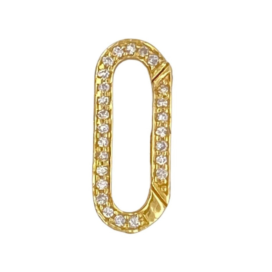 Medium Rectangle 15.5x6.5mm Charm Holder Connector Full Diamond Pave 14K Gold Aurora Designer