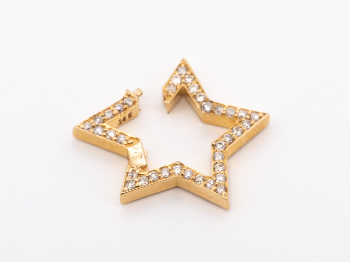 Star-Shape 15mm Charm Holder Connector with Full Diamond Pave 14K Gold R4567 Aurora Designer