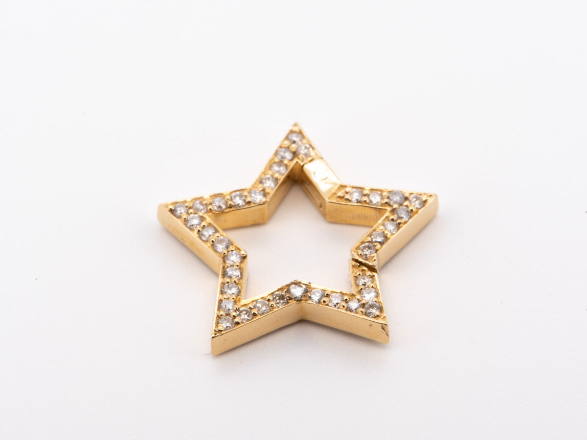 Star-Shape 15mm Charm Holder Connector with Full Diamond Pave 14K Gold R4567 Aurora Designer