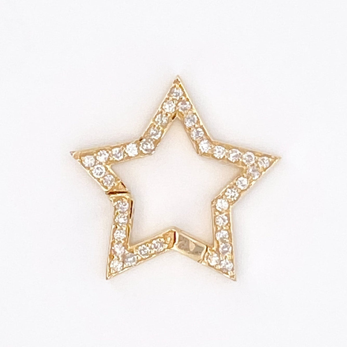 Star-Shape 15mm Charm Holder Connector with Full Diamond Pave 14K Gold R4567 Aurora Designer
