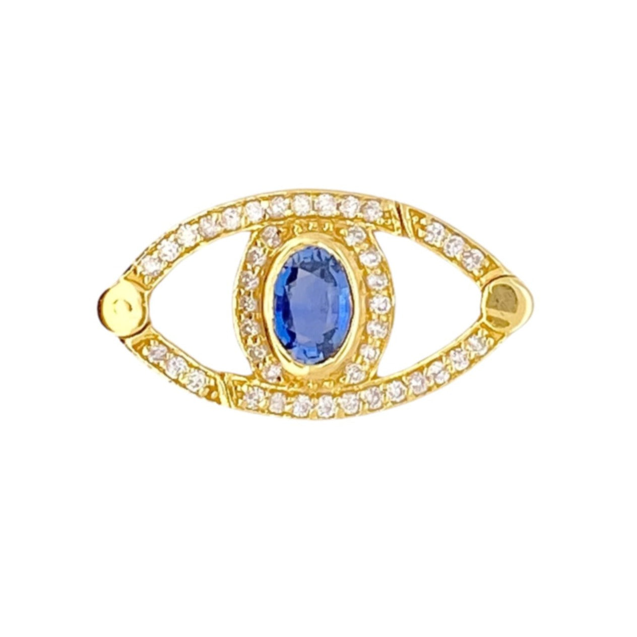 Diamond and Sapphire Evil Eye 21.5x11.5mm Charm Holder