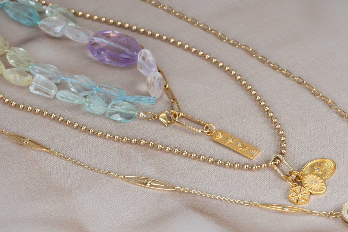 3mm Gold Bead Necklace 18K Gold Heavy 14g+ R4574 Aurora Designer