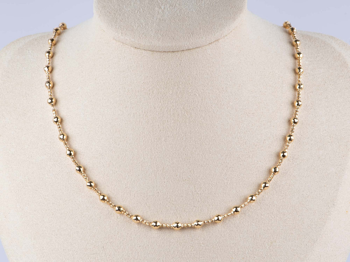 18K Gold Faceted Bead Necklace 6.93g 17.5" R4578 Aurora Designer