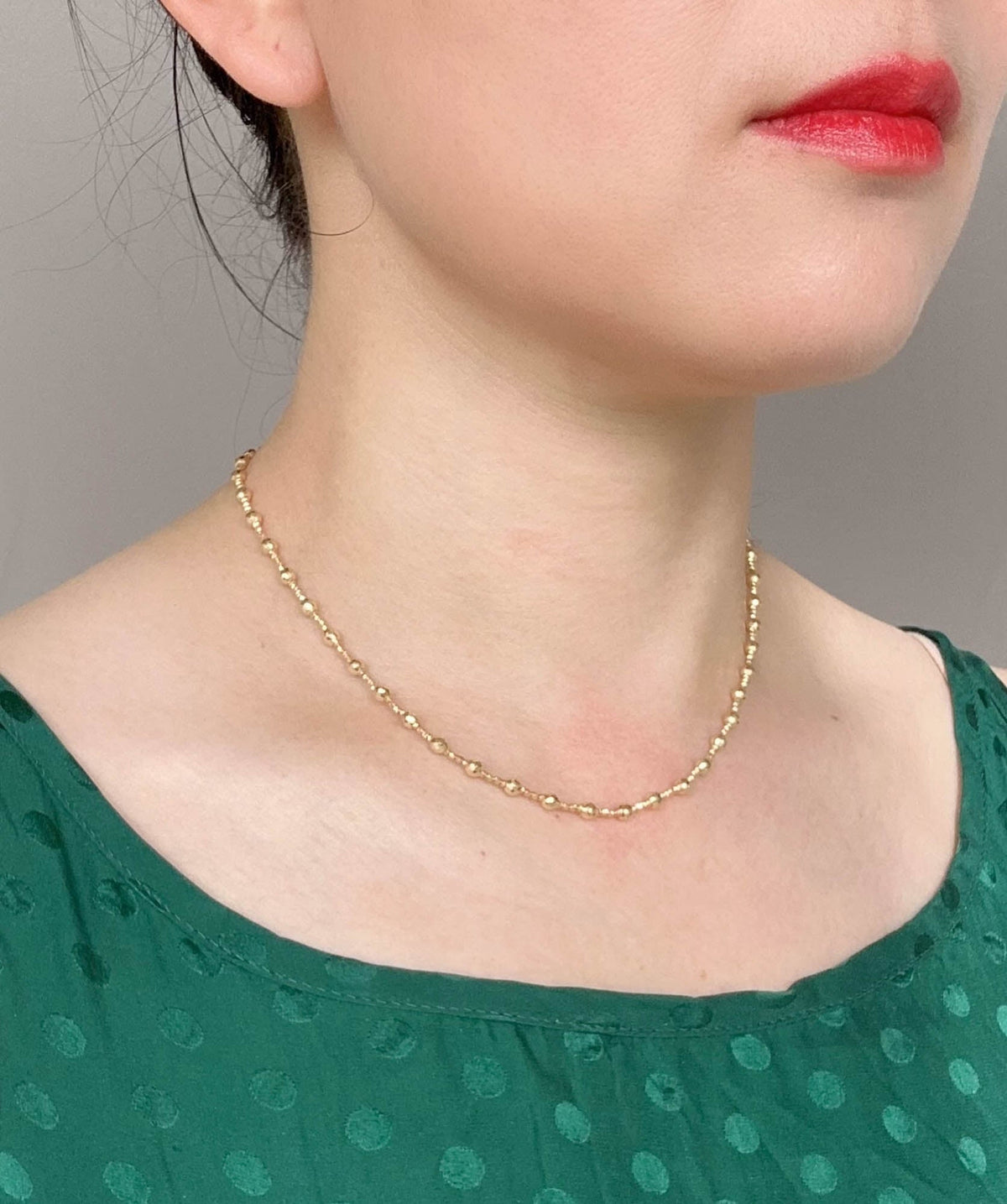 18K Gold Faceted Bead Necklace 6.93g 17.5" R4578 Aurora Designer