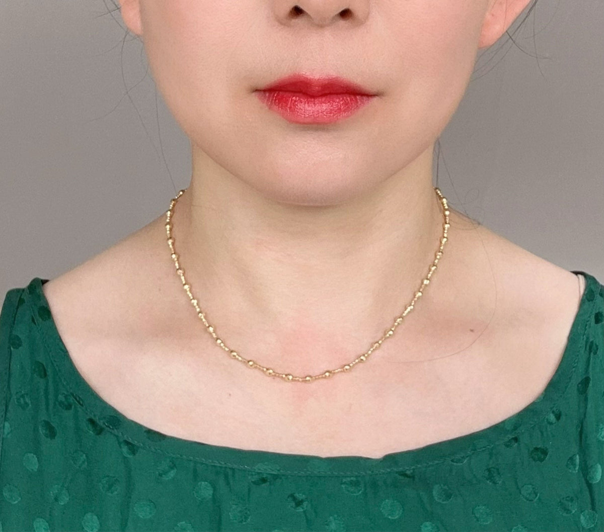 18K Gold Faceted Bead Necklace 6.93g 17.5" R4578 Aurora Designer