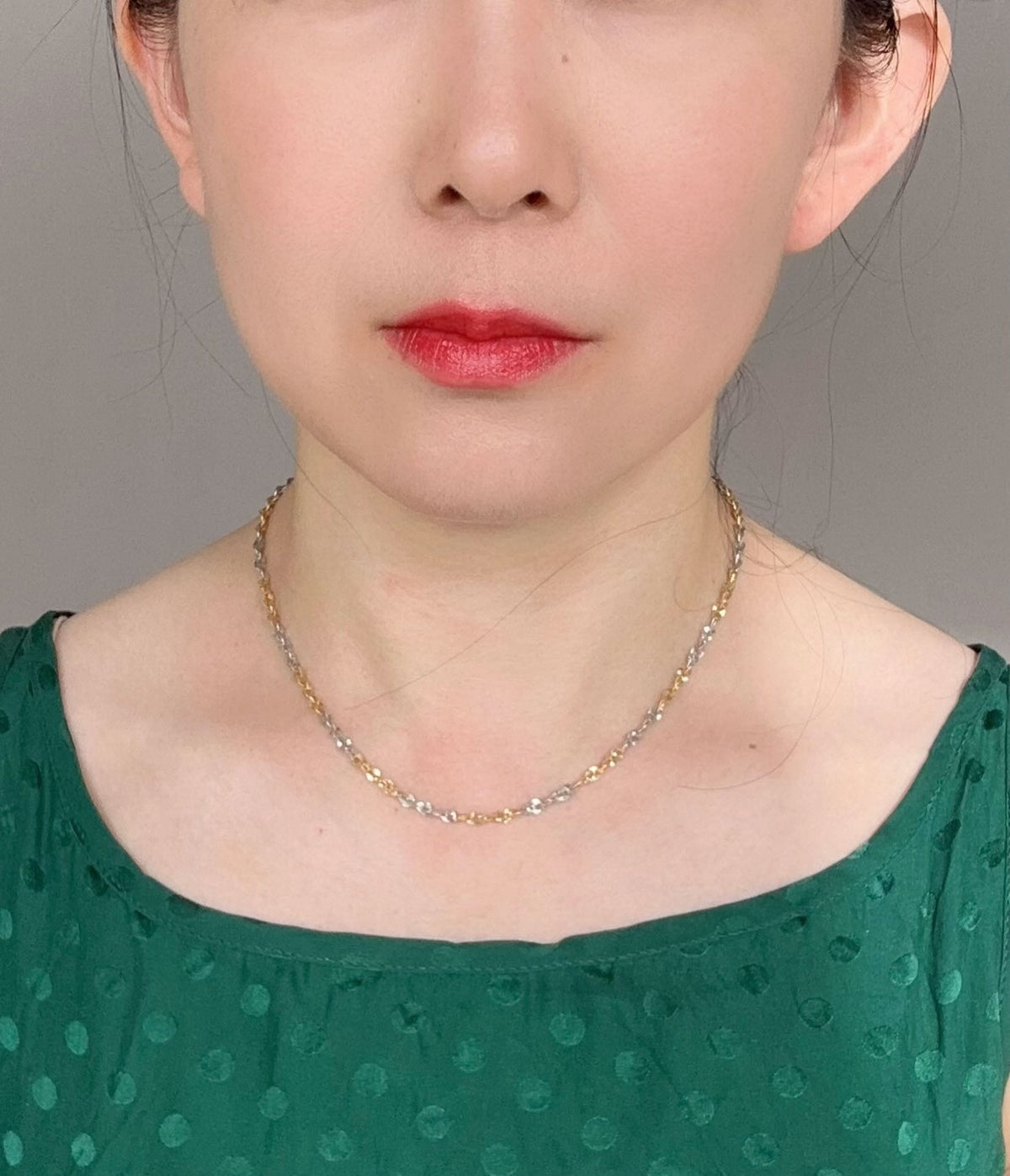 18K Gold Yellow and White Dual-Tone Sparkle Chain Necklace 5g 17.5" R4579 Aurora Designer