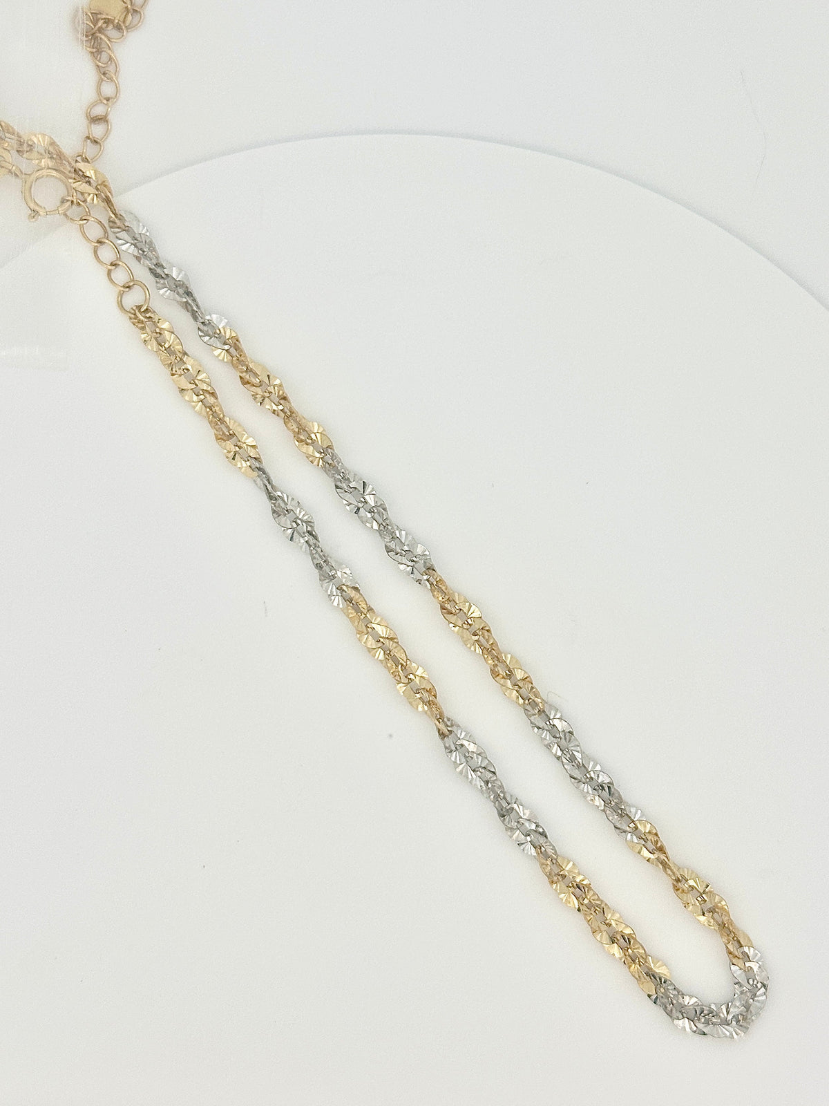 18K Gold Yellow and White Dual-Tone Sparkle Chain Necklace 5g 17.5" R4579 Aurora Designer