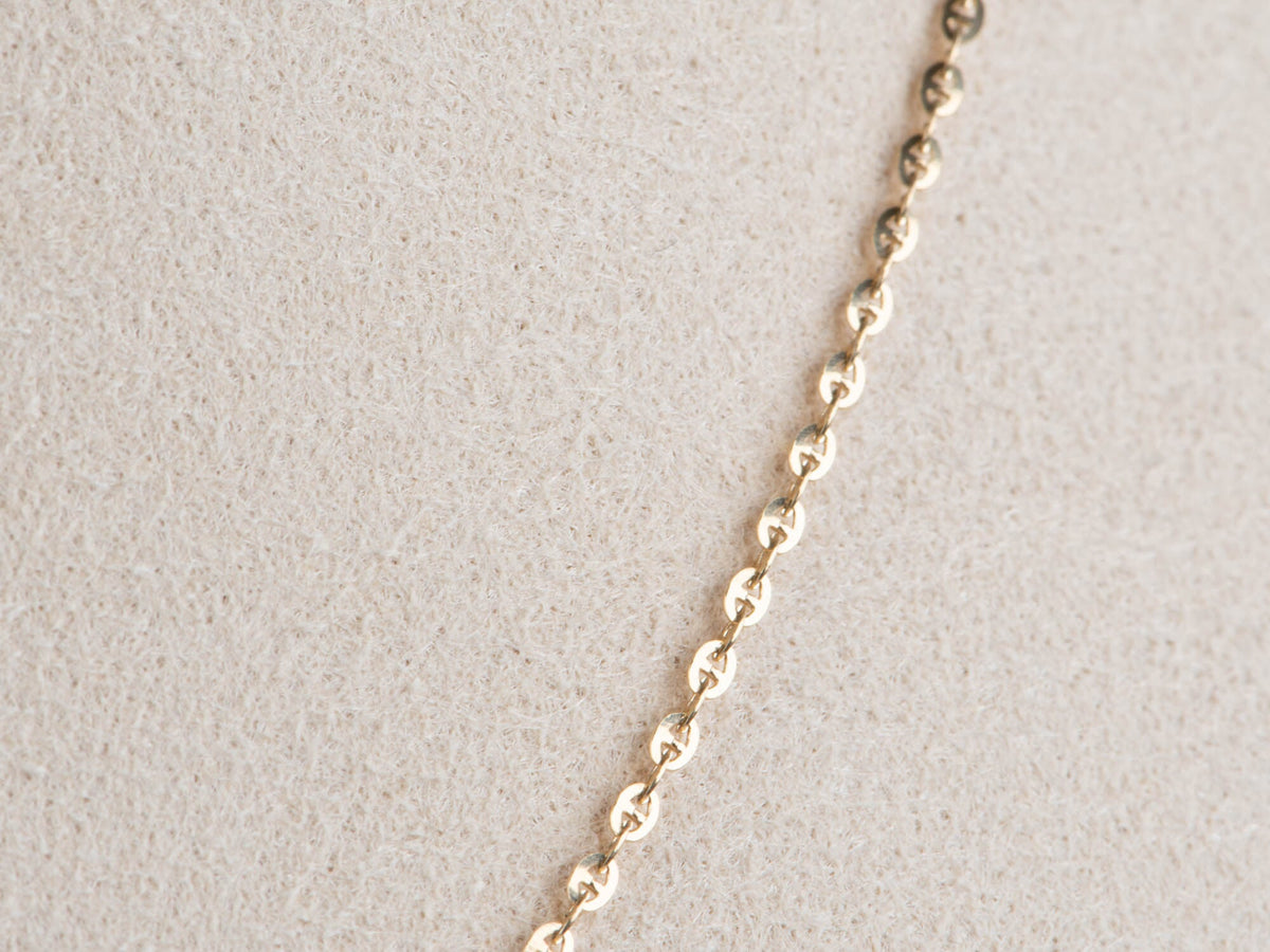 18K Gold Dainty Mariner Link Chain Necklace 18" Adjustable 1.4mm Wide R4580 Aurora Designer