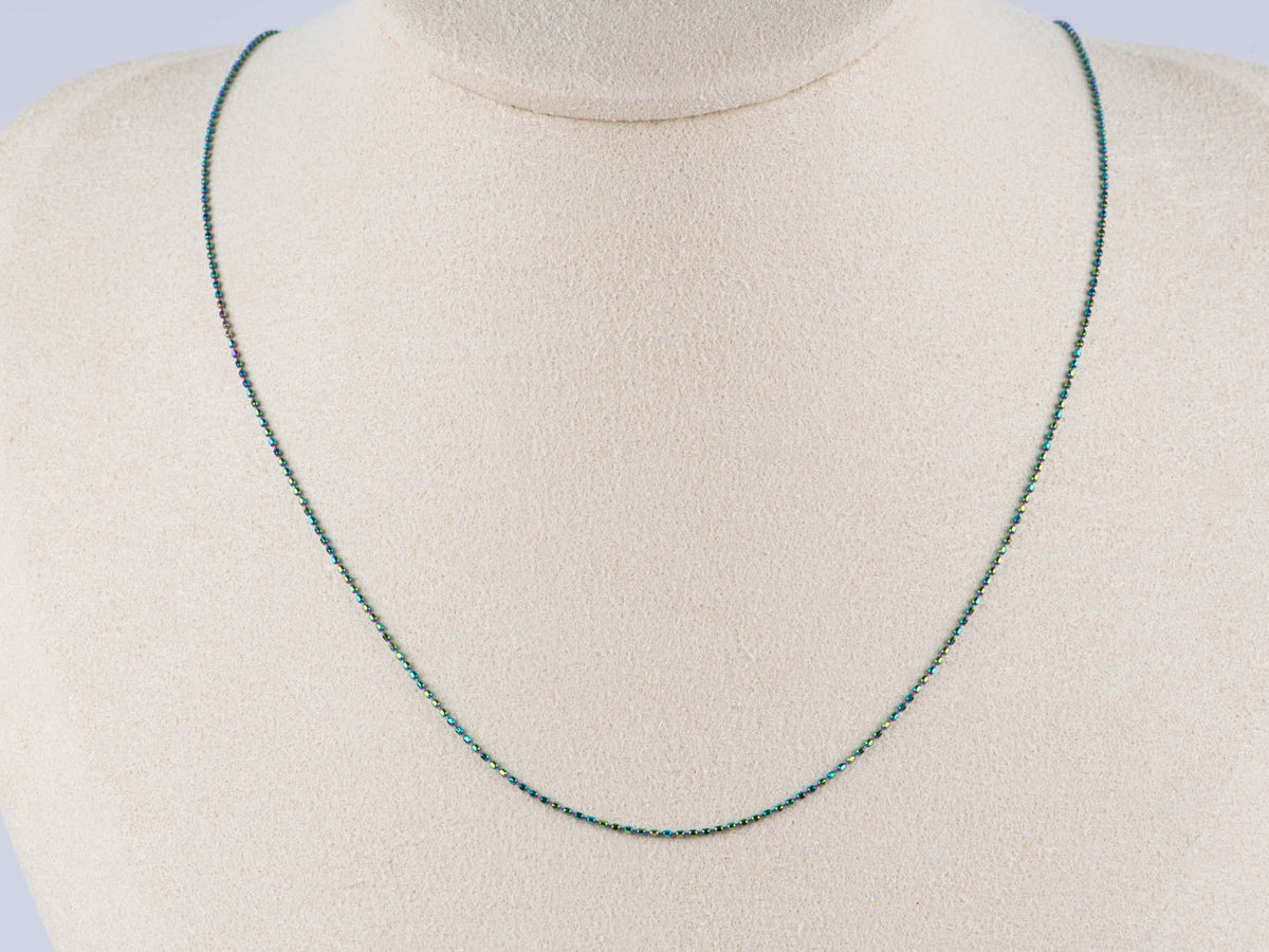 18K Gold Iridescent Color Adjustable Bead Chain Necklace 18" Needle End for Pendant Charm ~1.3g R4581 Aurora Designer