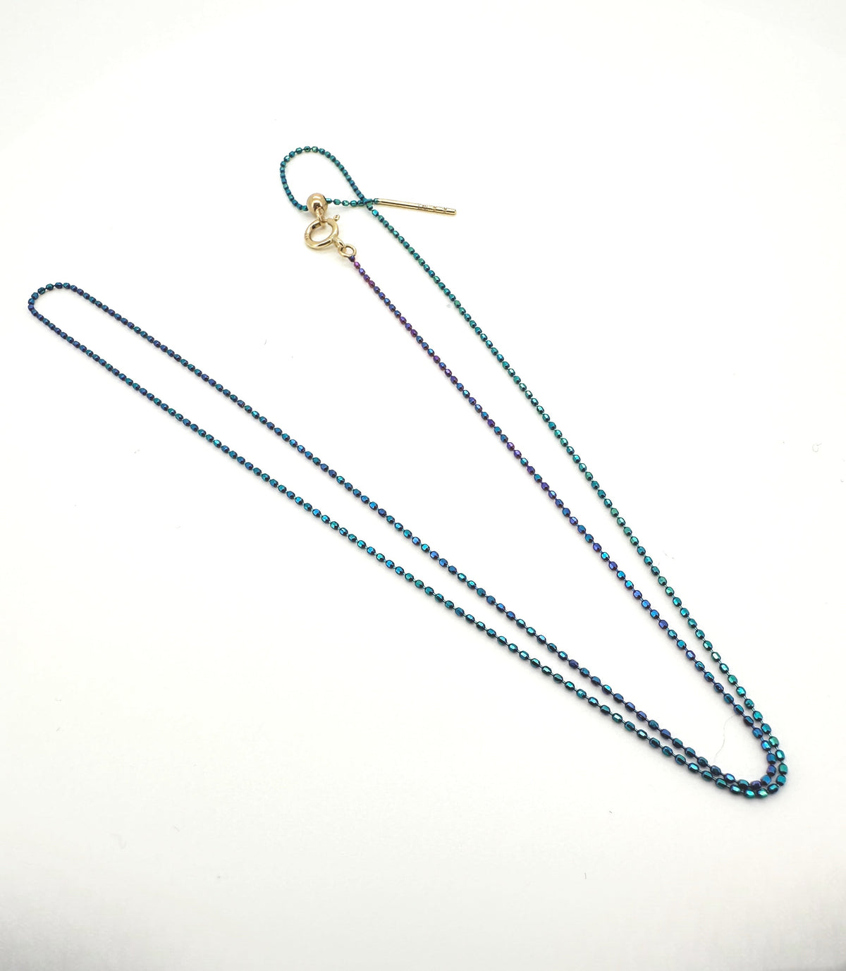 18K Gold Iridescent Color Adjustable Bead Chain Necklace 18" R4581 Aurora Designer