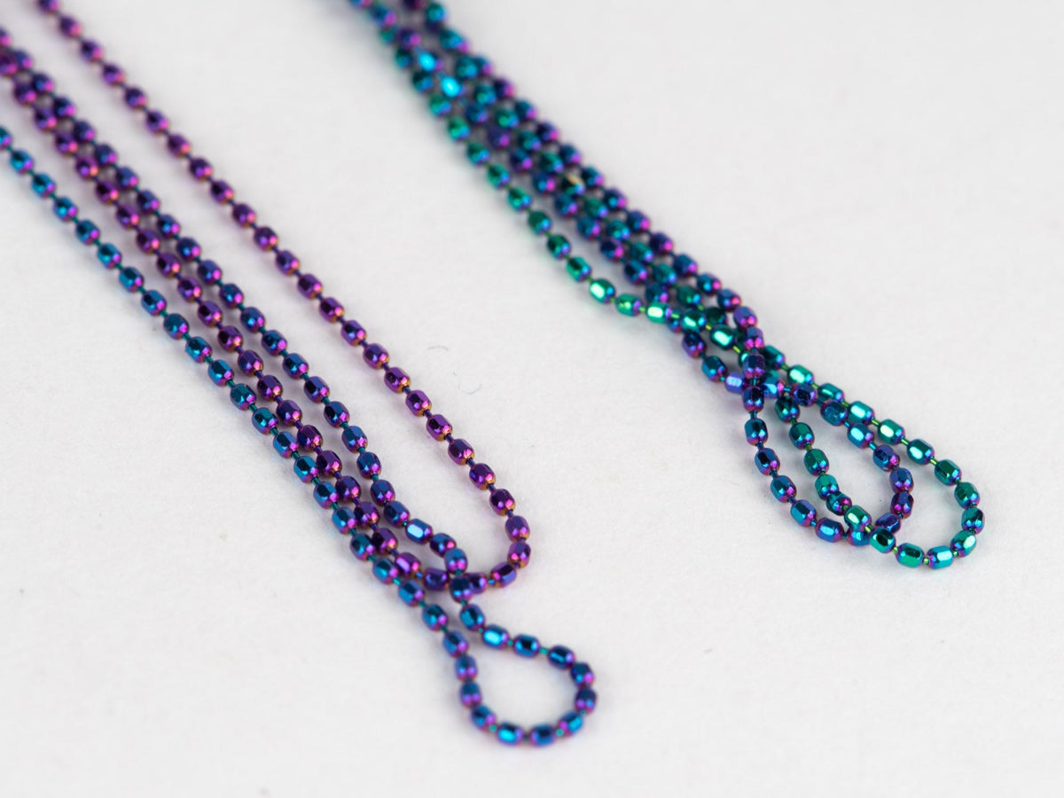 18K Gold Iridescent Color Adjustable Bead Chain Necklace 18" R4581 Aurora Designer