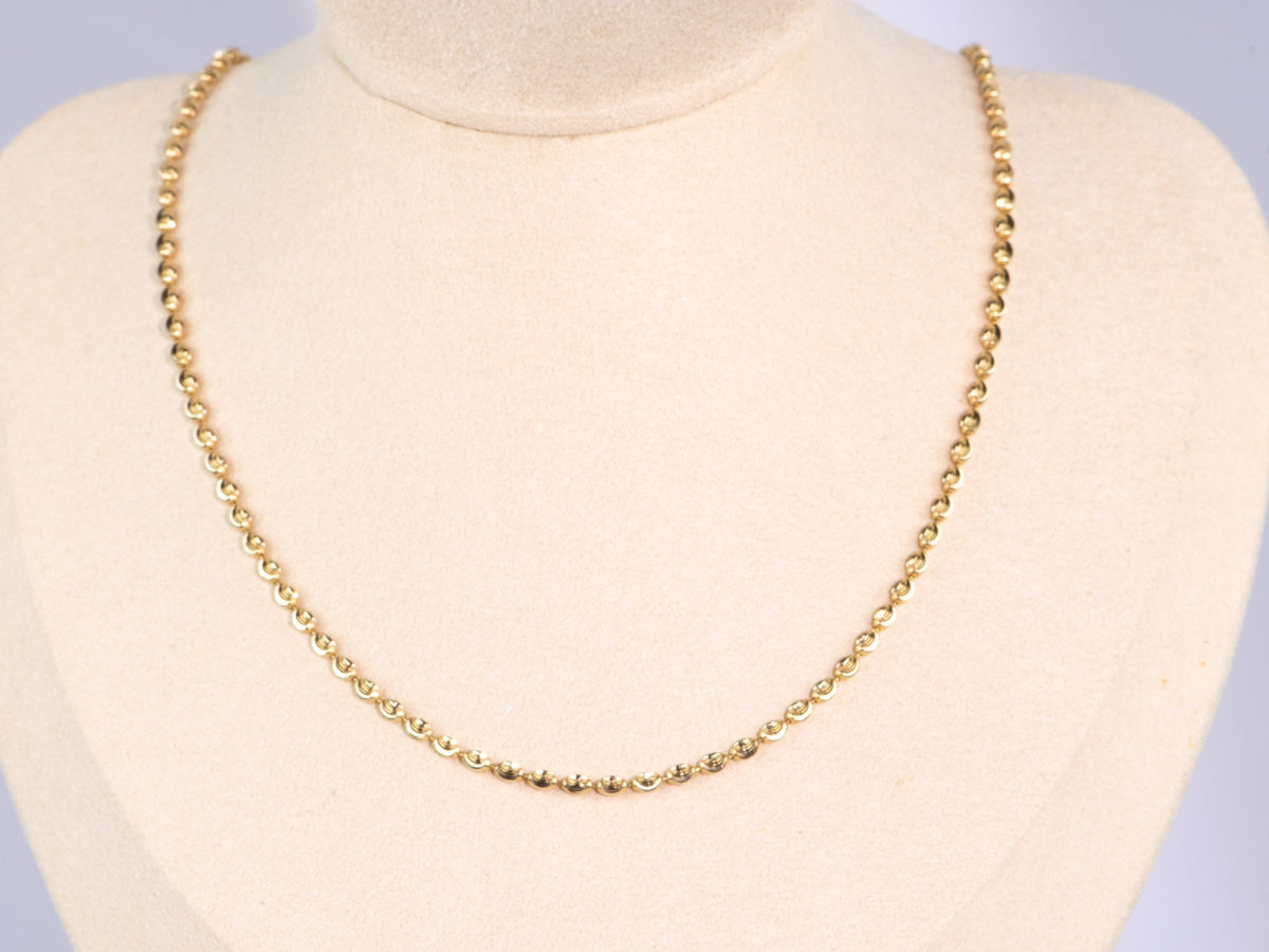 18K Gold Shiny Diamond Cut Moval Bead Necklace 9.77g 21.5" R4582 Aurora Designer