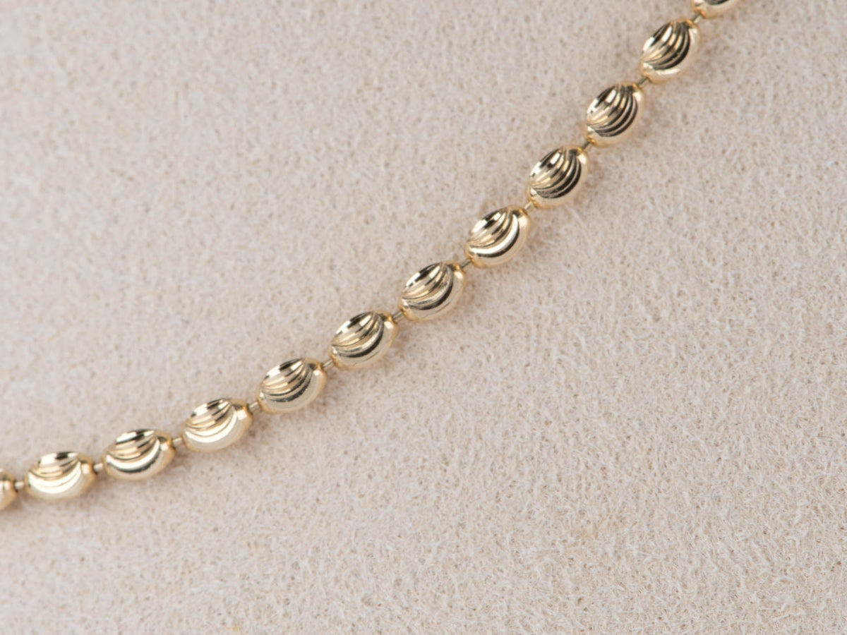 18K Gold Shiny Diamond Cut Moval Bead Necklace 9.77g 21.5" R4582 Aurora Designer