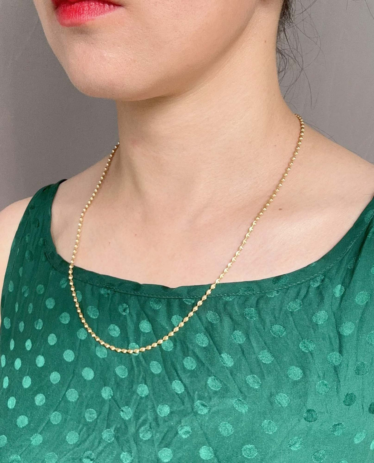 18K Gold Shiny Diamond Cut Moval Bead Necklace 9.77g 21.5" R4582 Aurora Designer