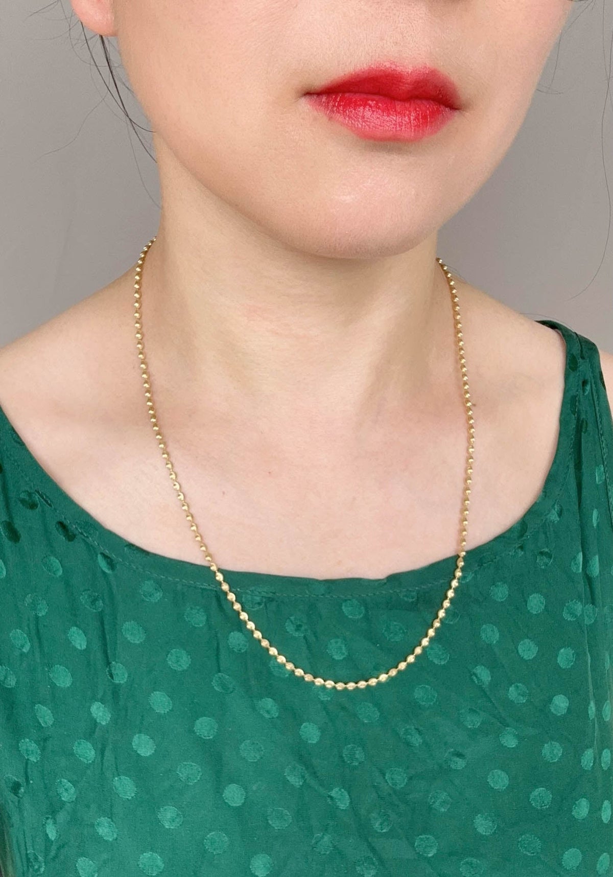 18K Gold Shiny Diamond Cut Moval Bead Necklace 9.77g 21.5" R4582 Aurora Designer