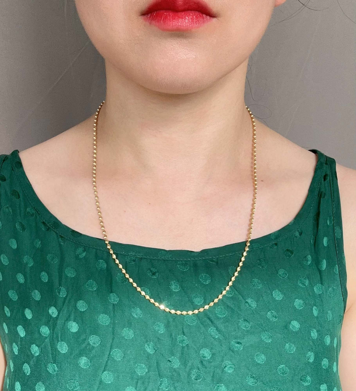 18K Gold Shiny Diamond Cut Moval Bead Necklace 9.77g 21.5" R4582 Aurora Designer