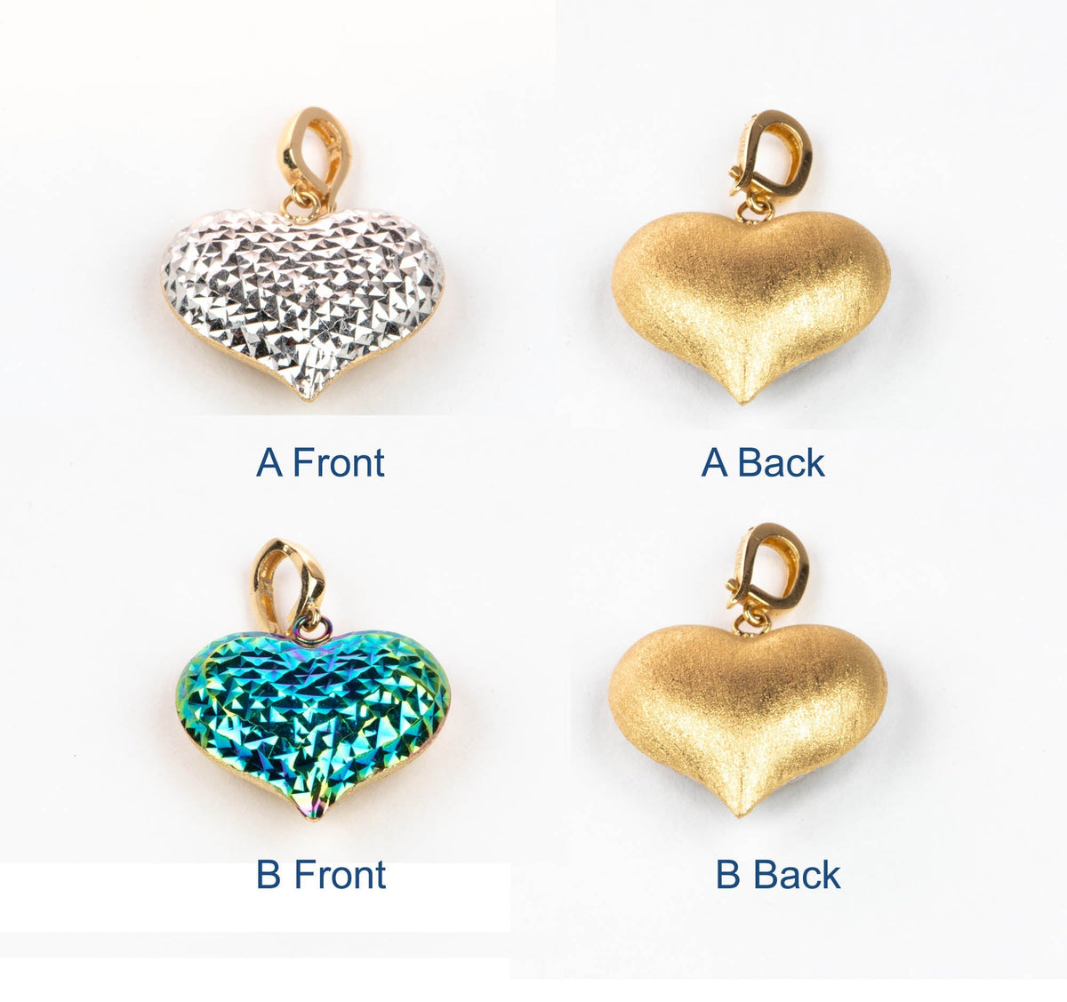 18K Gold Double-Sided Puffy Heart Pendant R4586 Aurora Designer