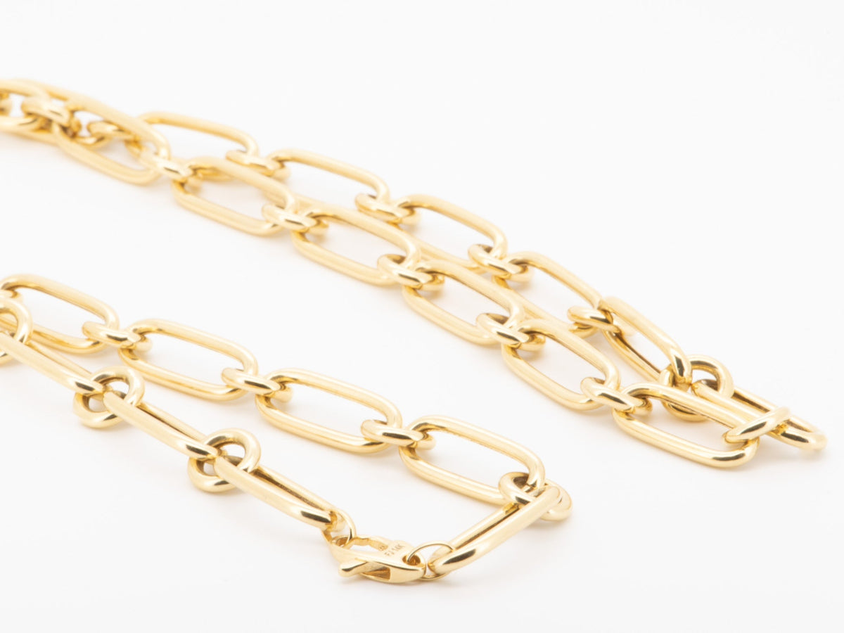 14K Gold Mixed Link Chain Necklace 18" 24" 1-Round Link R4588 Aurora Designer