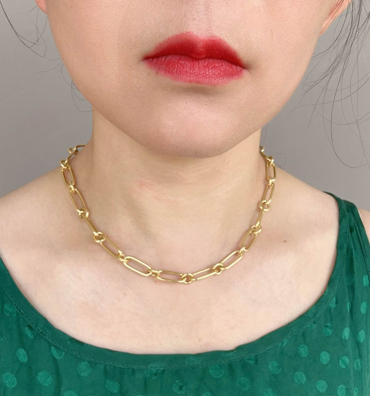 14K Gold Jumbo Trombone Link Chain Necklace 18" 13g+ R4588 Aurora Designer