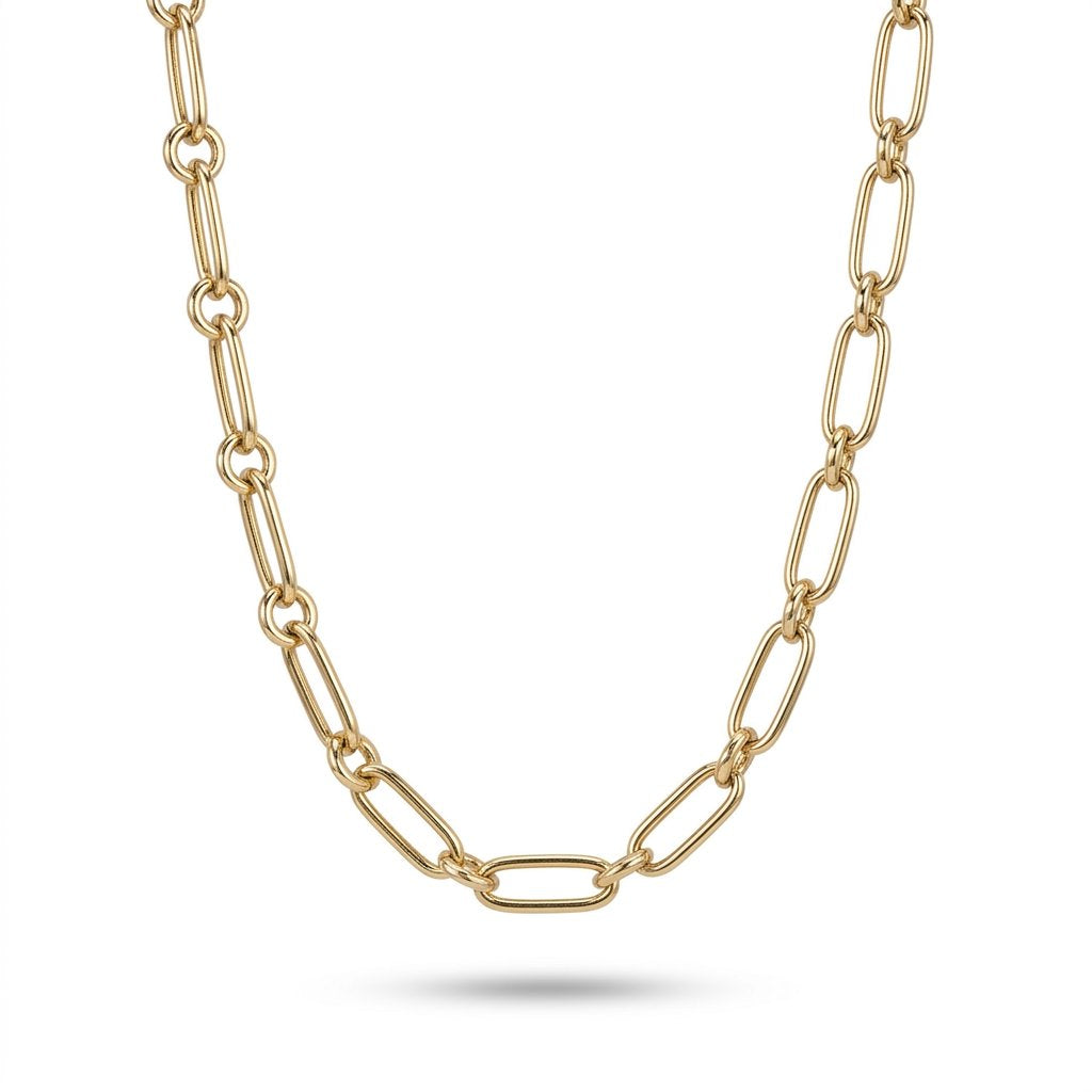 14K Gold Jumbo Trombone Link Chain Necklace 18" 13g+ R4588 Aurora Designer