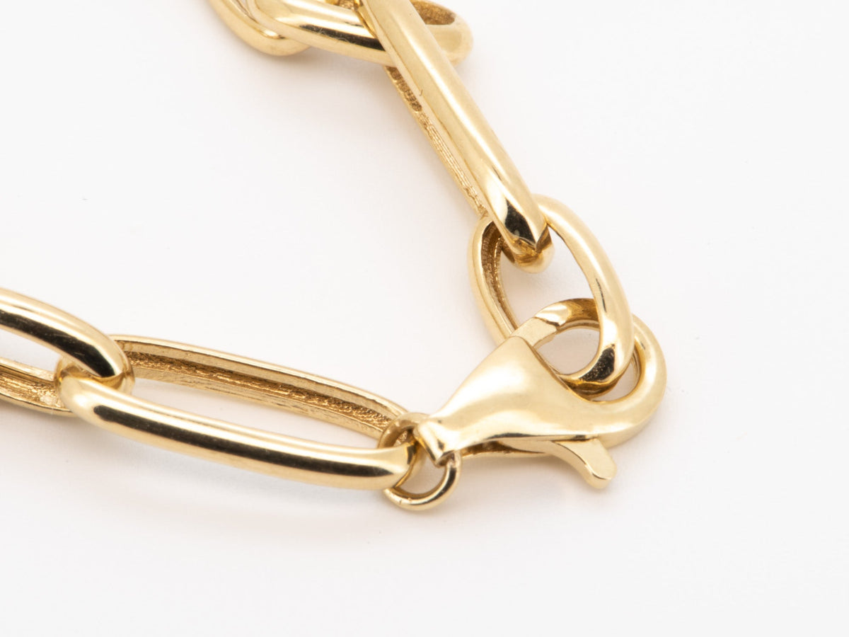 14K Gold Mixed Link Chain Necklace Trombone Oval Links 10.21g R4590 Aurora Designer