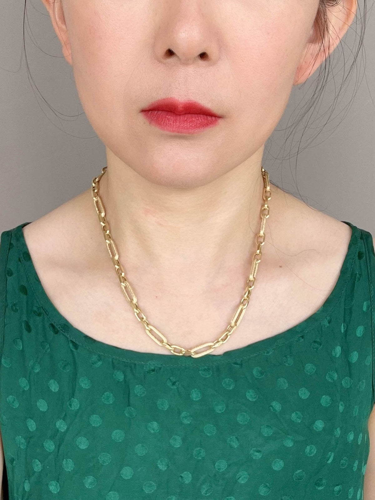 14K Gold Mixed Link Chain Necklace Trombone Oval Links 10.21g R4590 Aurora Designer