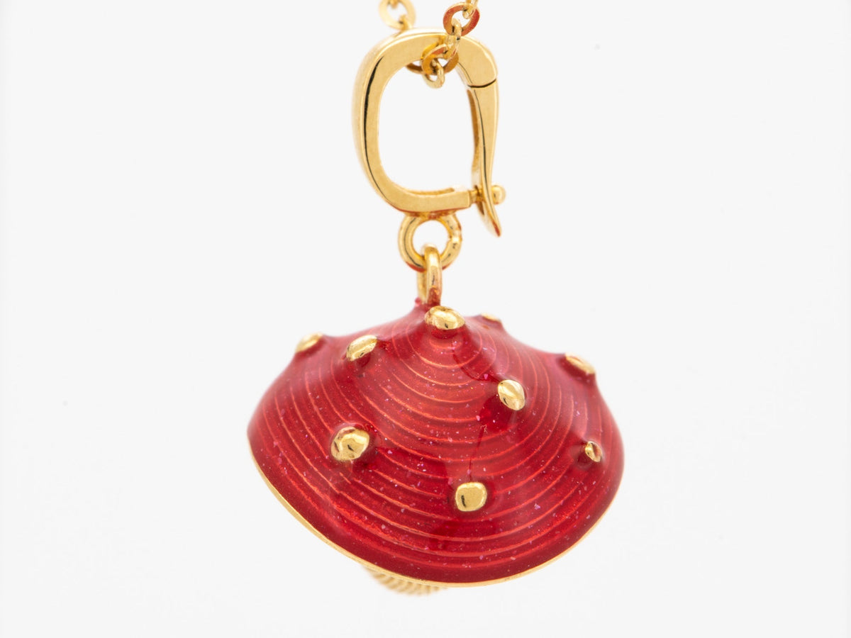 18K Gold Colorful Enamel Mushroom Pendant Clip-On Bail 2.9g R4591 Aurora Designer