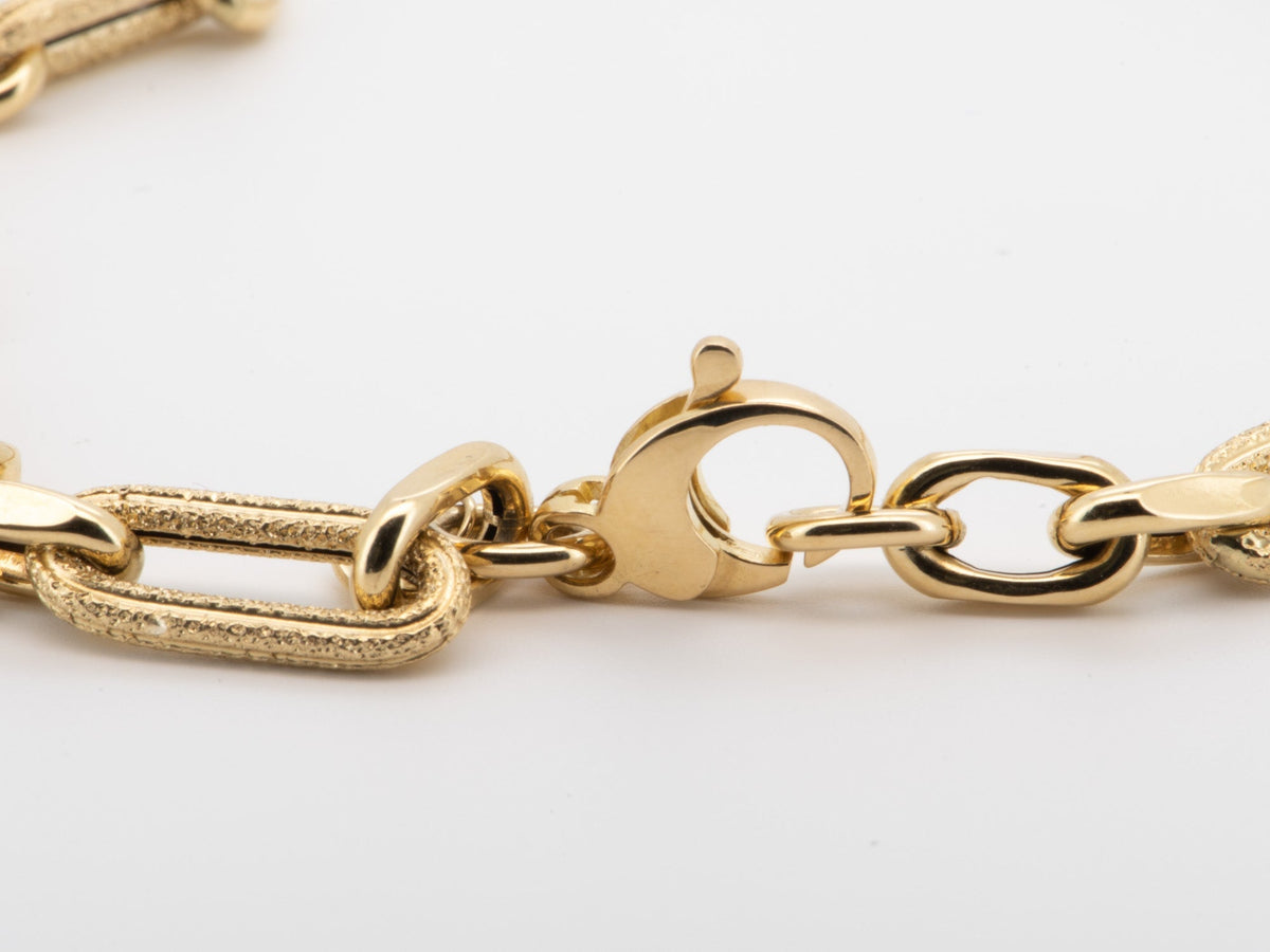 18K Gold Oval Links with Texture Chunky Necklace 18.5" 13g+ R4592 Aurora Designer
