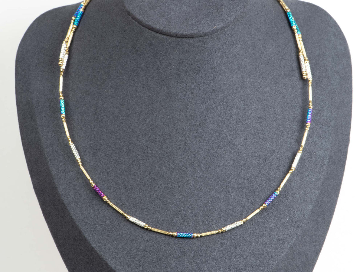 27.5" Multi-Color 18K Gold Magnetic Convertible Necklace Bracelet R4596 Aurora Designer