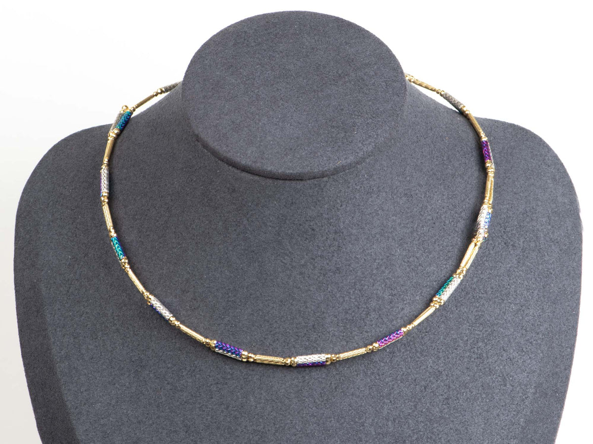27.5" Multi-Color 18K Gold Magnetic Convertible Necklace Bracelet R4596 Aurora Designer