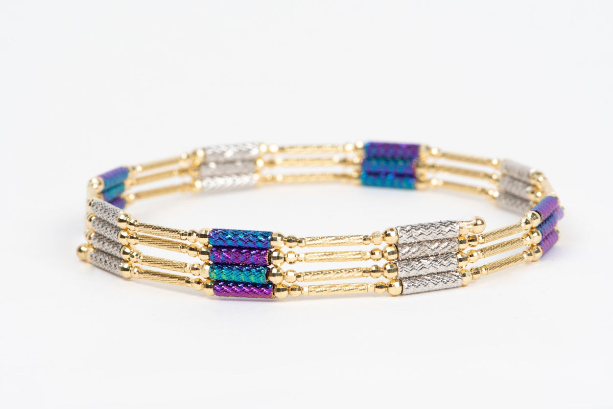 27.5" Multi-Color 18K Gold Magnetic Convertible Necklace Bracelet R4596 Aurora Designer