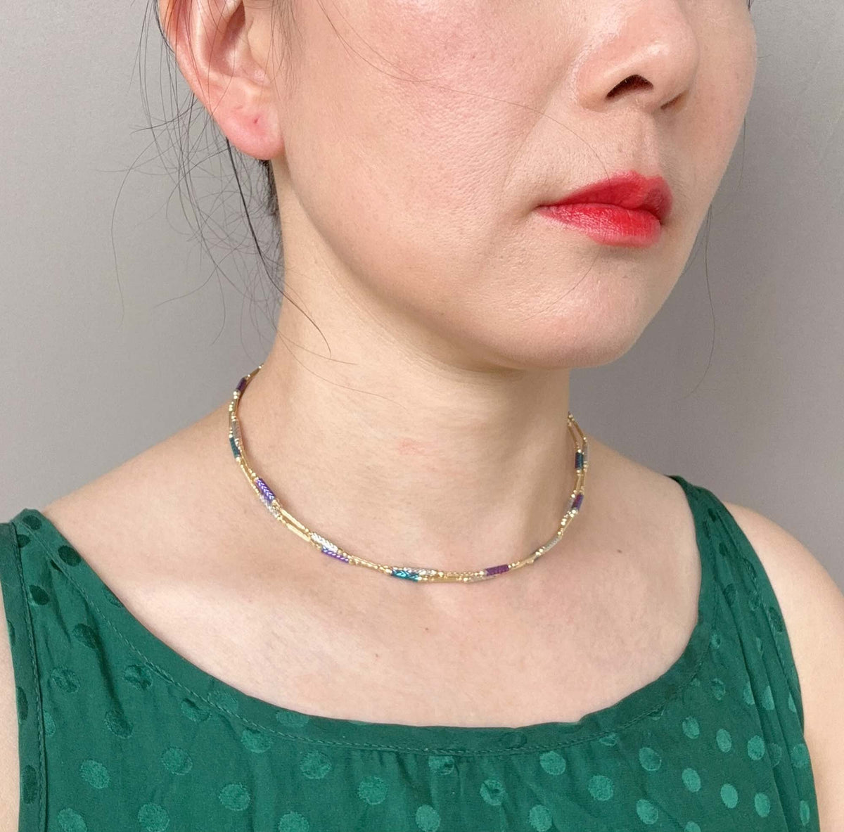 27.5" Multi-Color 18K Gold Magnetic Convertible Necklace Bracelet R4596 Aurora Designer