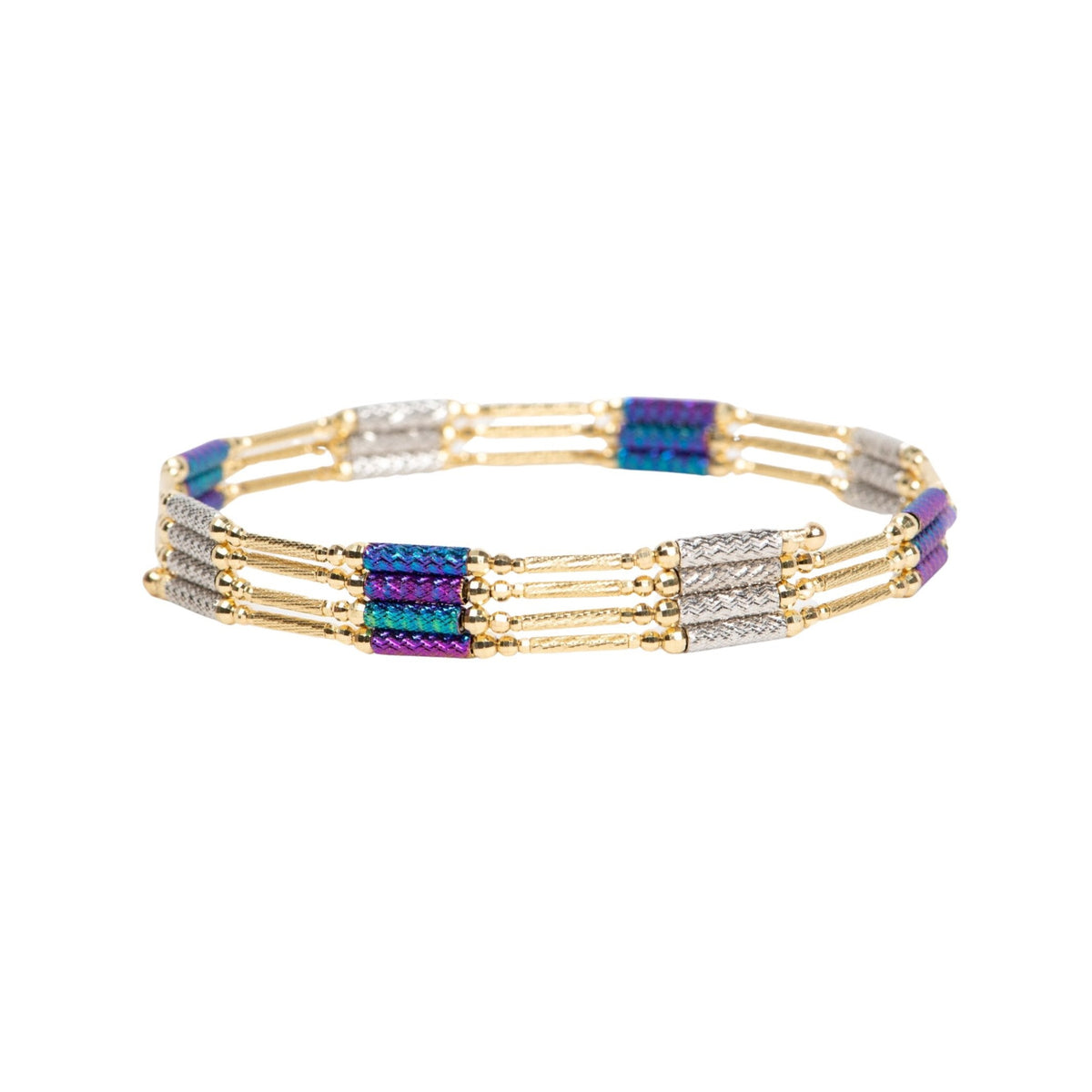 27.5" Multi-Color 18K Gold Magnetic Convertible Necklace Bracelet R4596 Aurora Designer