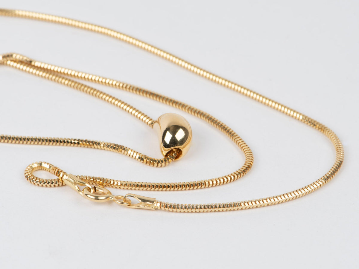 18K Gold Slinky Snake Chain Necklace 1.35mm 3g+ Delicate Versatile RR4602 Aurora Designer