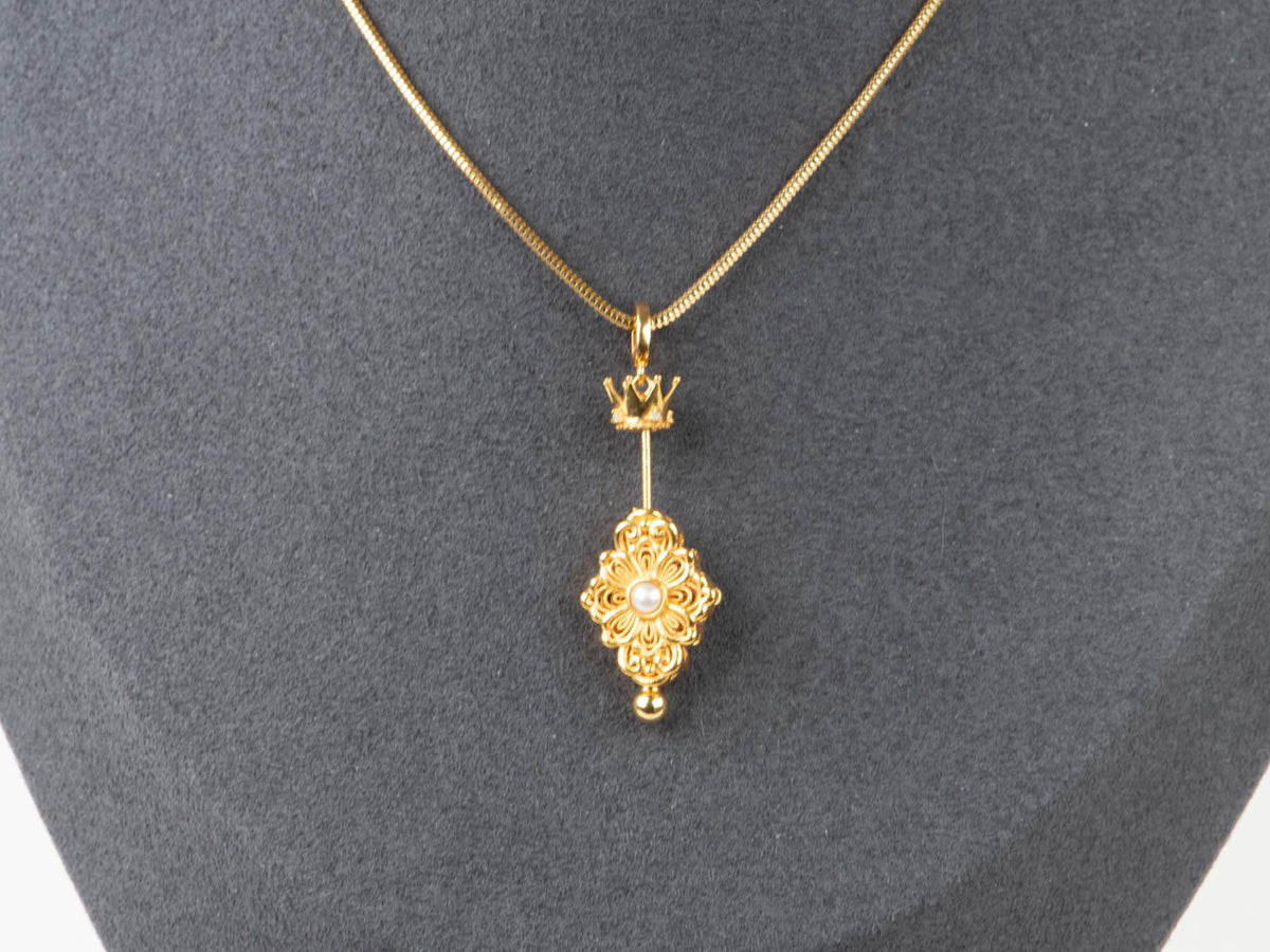 18K Gold Crown Style Screw Pin Pendant for Pendants Charms Beads R4607 Aurora Designer