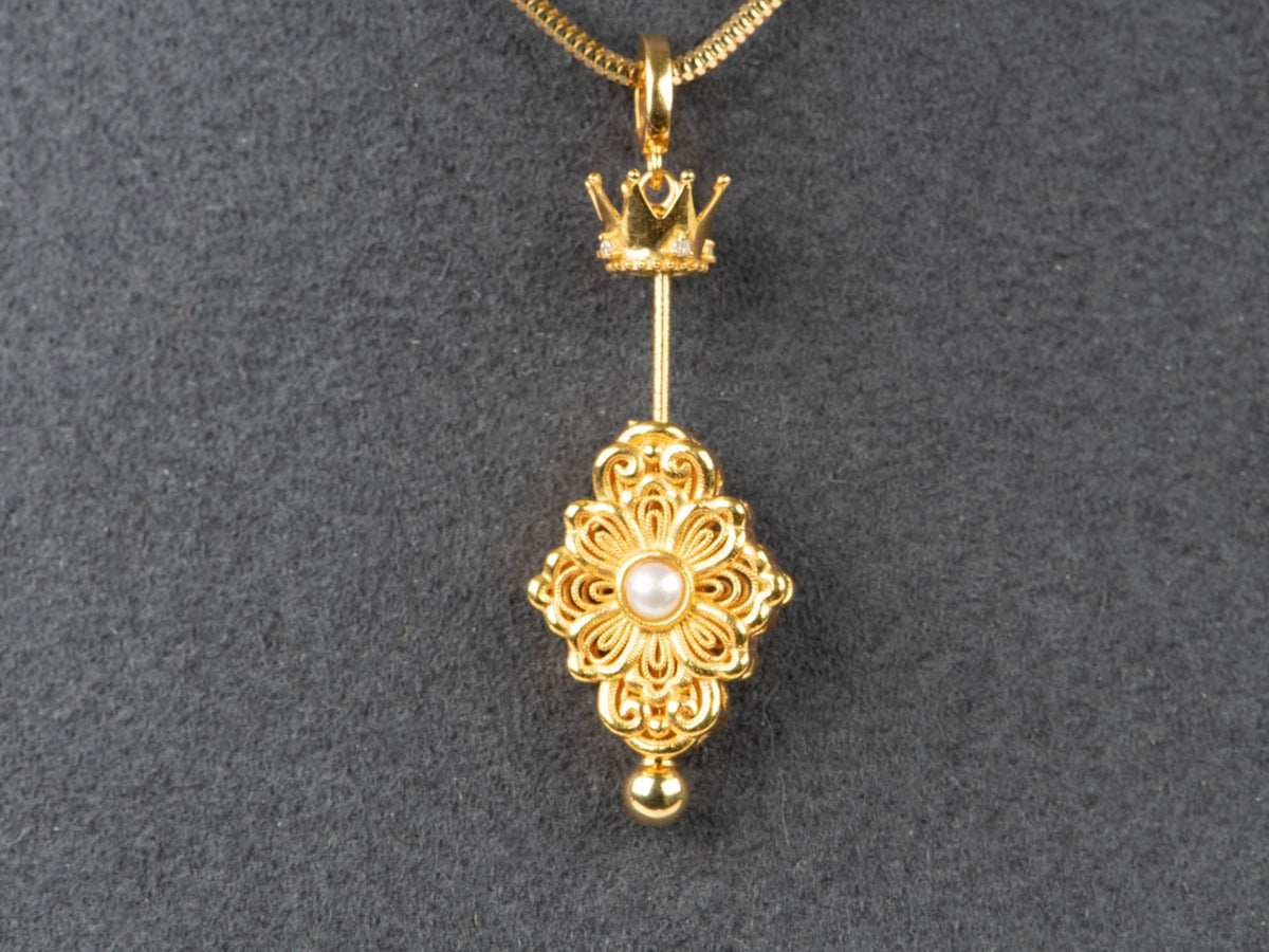 18K Gold Crown Style Screw Pin Pendant for Pendants Charms Beads R4607 Aurora Designer