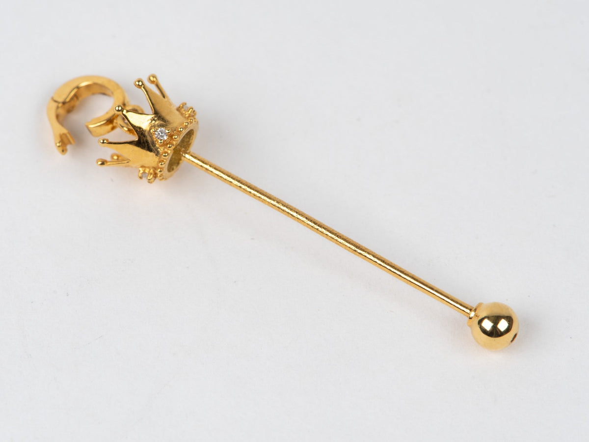 18K Gold Crown Style Screw Pin Pendant for Pendants Charms Beads R4607 Aurora Designer