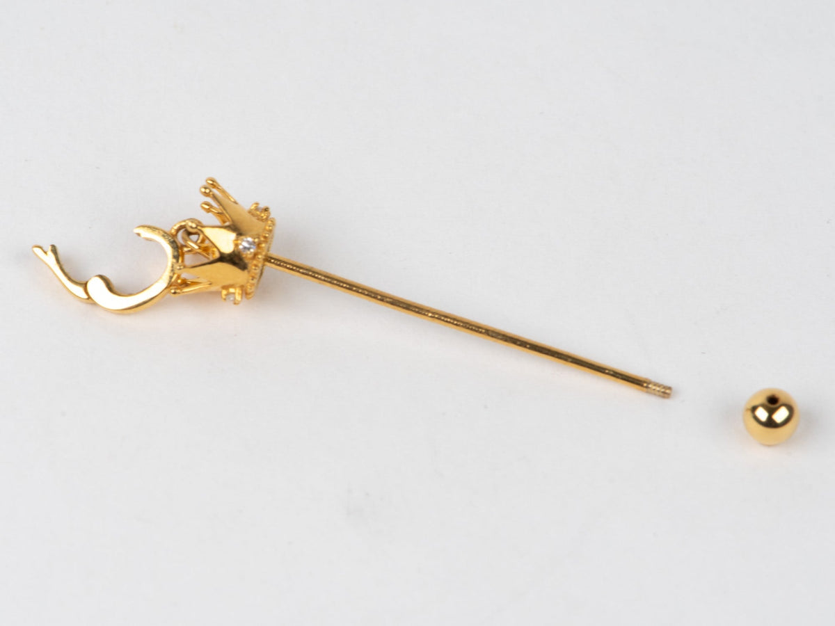 18K Gold Crown Style Screw Pin Pendant for Pendants Charms Beads R4607 Aurora Designer