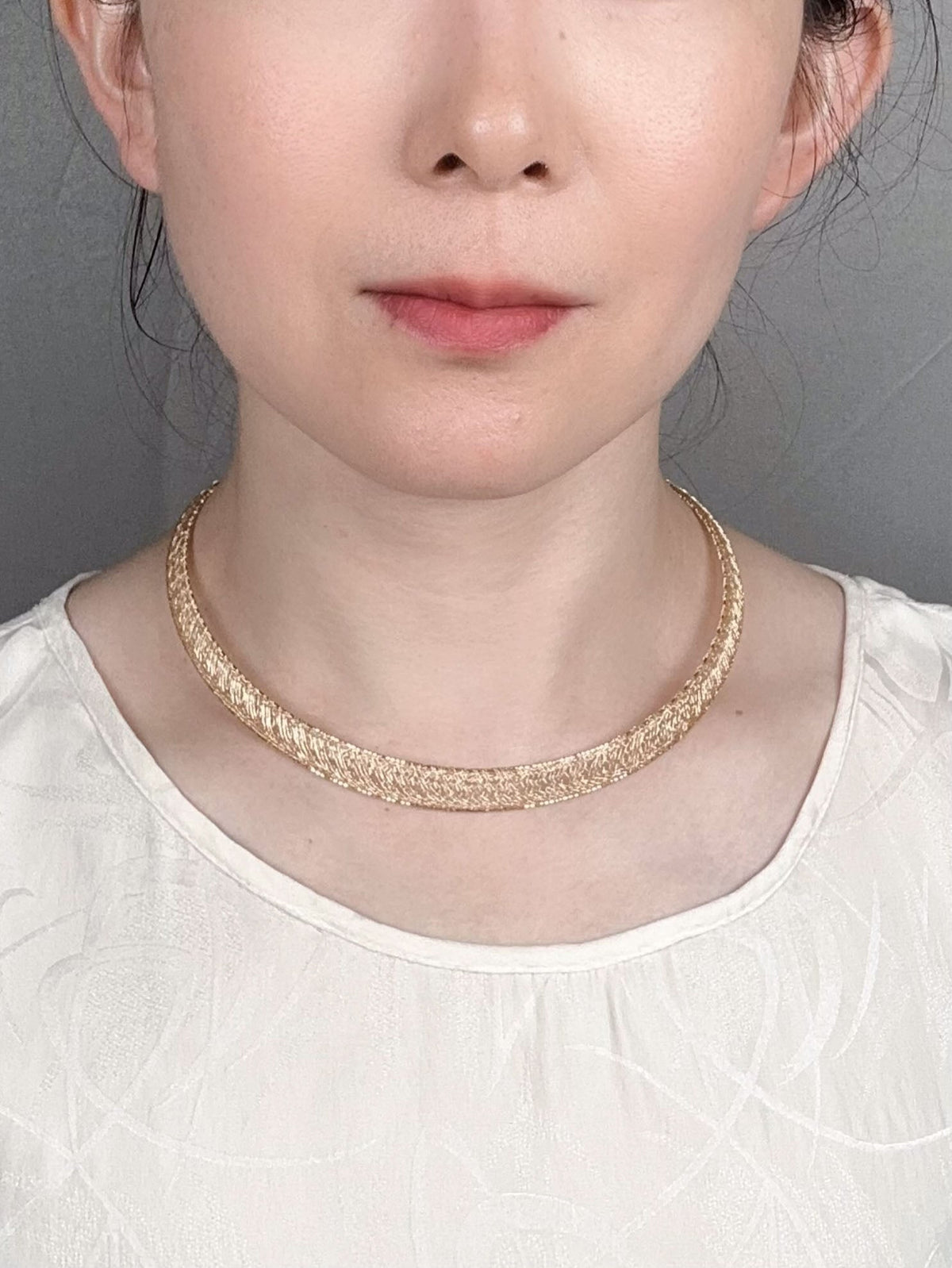 18K Gold Sparkly Thin Gold Wire Weave Choker Necklace 8.64g R4613 Aurora Designer