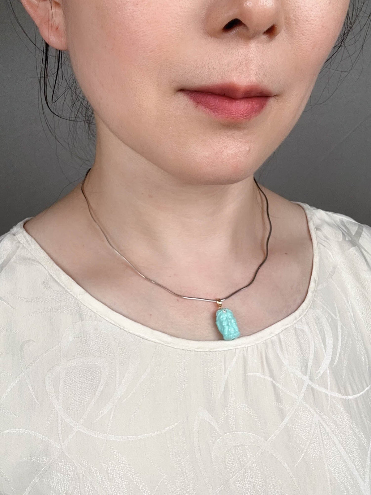 18K Yellow and White Gold Double Side Thin Omega Chain Wavy Choker Necklace 4.82g R4614 Aurora Designer