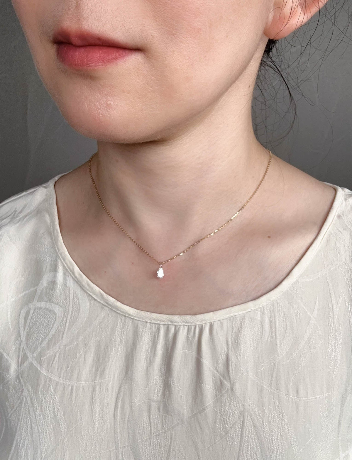 Certified Lab Diamond Necklace Charm Pendant Half and One-Carat 14K Gold R4616 Aurora Designer