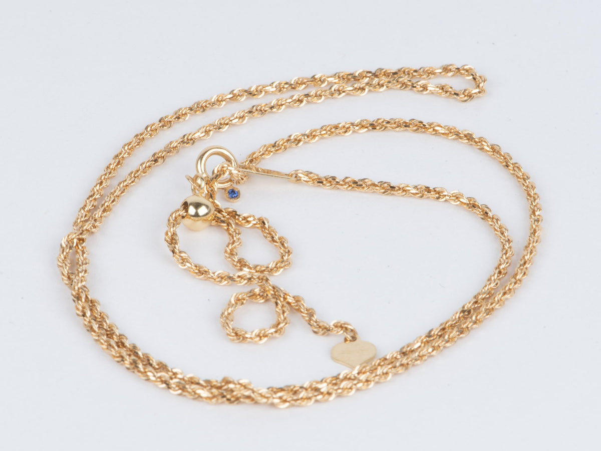 18K Gold Adjustable Sliding Rope Chain Necklace 19.5" 5.46g R4631 Aurora Designer