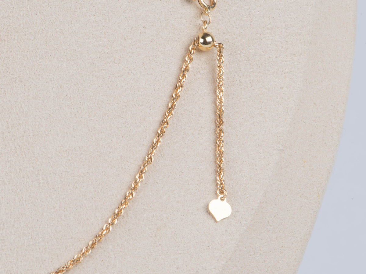 18K Gold Adjustable Sliding Rope Chain Necklace 19.5" 5.46g R4631 Aurora Designer