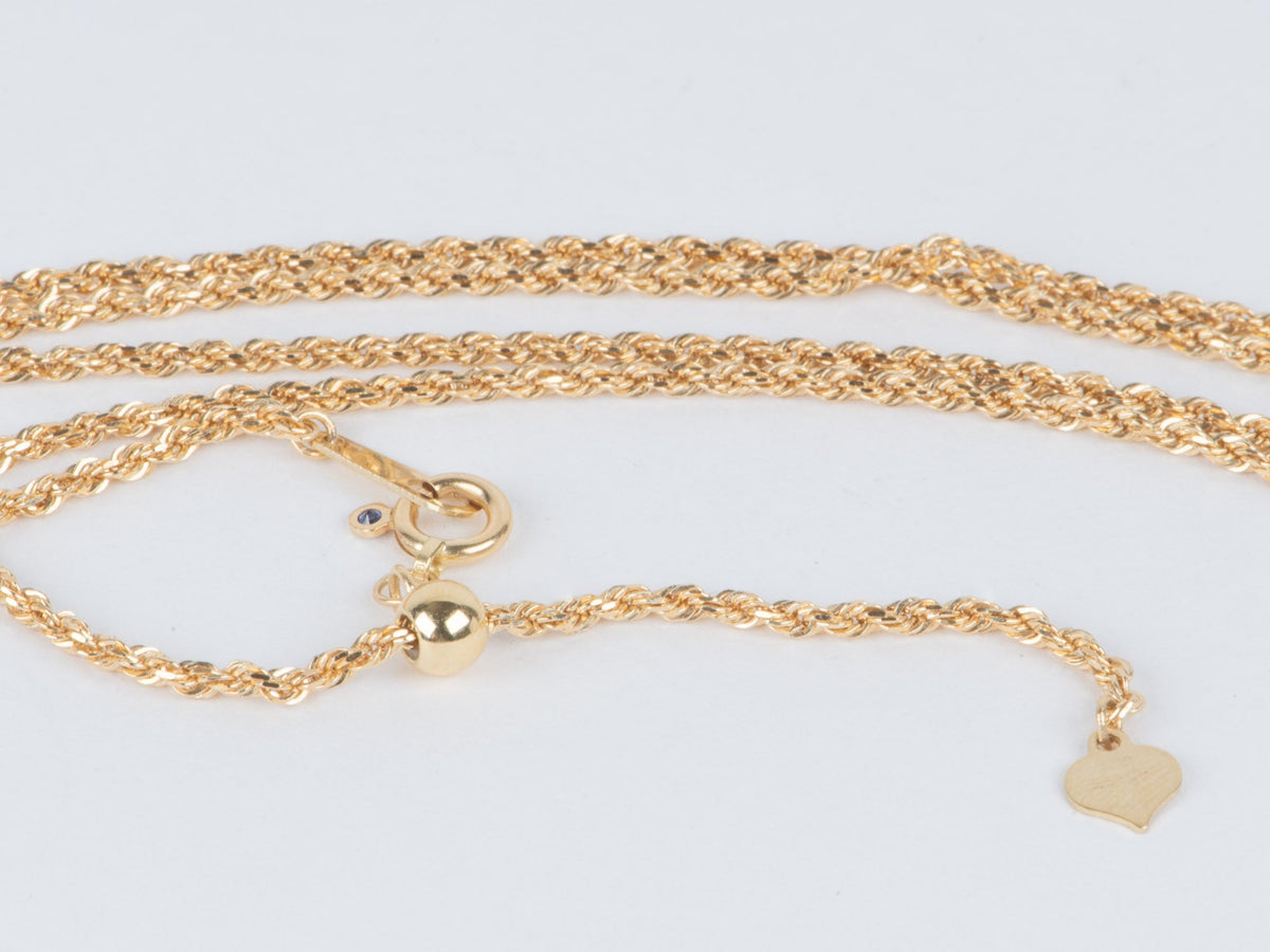18K Gold Adjustable Sliding Rope Chain Necklace 19.5" 5.46g R4631 Aurora Designer