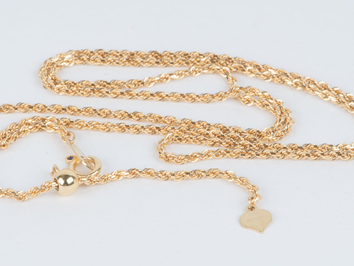 18K Gold Adjustable Sliding Rope Chain Necklace 19.5" 5.46g R4631 Aurora Designer