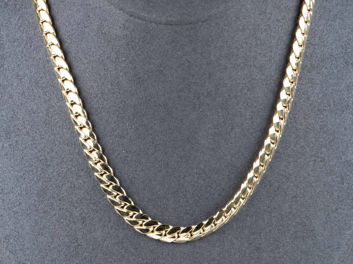 14K Gold 7.4mm Wide Miami Cuban Chain Necklace 16" 12.6g R4638 Aurora Designer