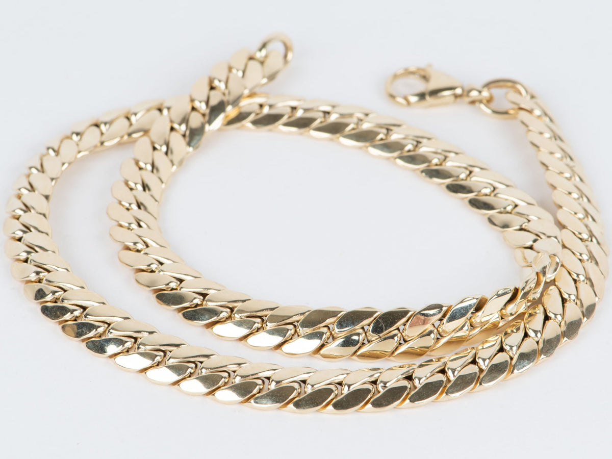 14K Gold 7.4mm Wide Miami Cuban Chain Necklace 16" 12.6g R4638 Aurora Designer