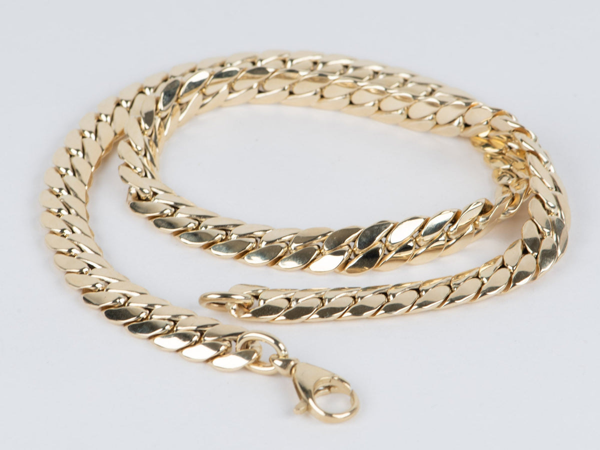 14K Gold 7.4mm Wide Miami Cuban Chain Necklace 16" 12.6g R4638 Aurora Designer